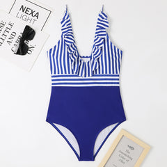 New V-neck wide strap sexy one-piece swimsuit