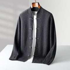 Men's Pure Retro Casual Tang Suit Button Wool Cardigan