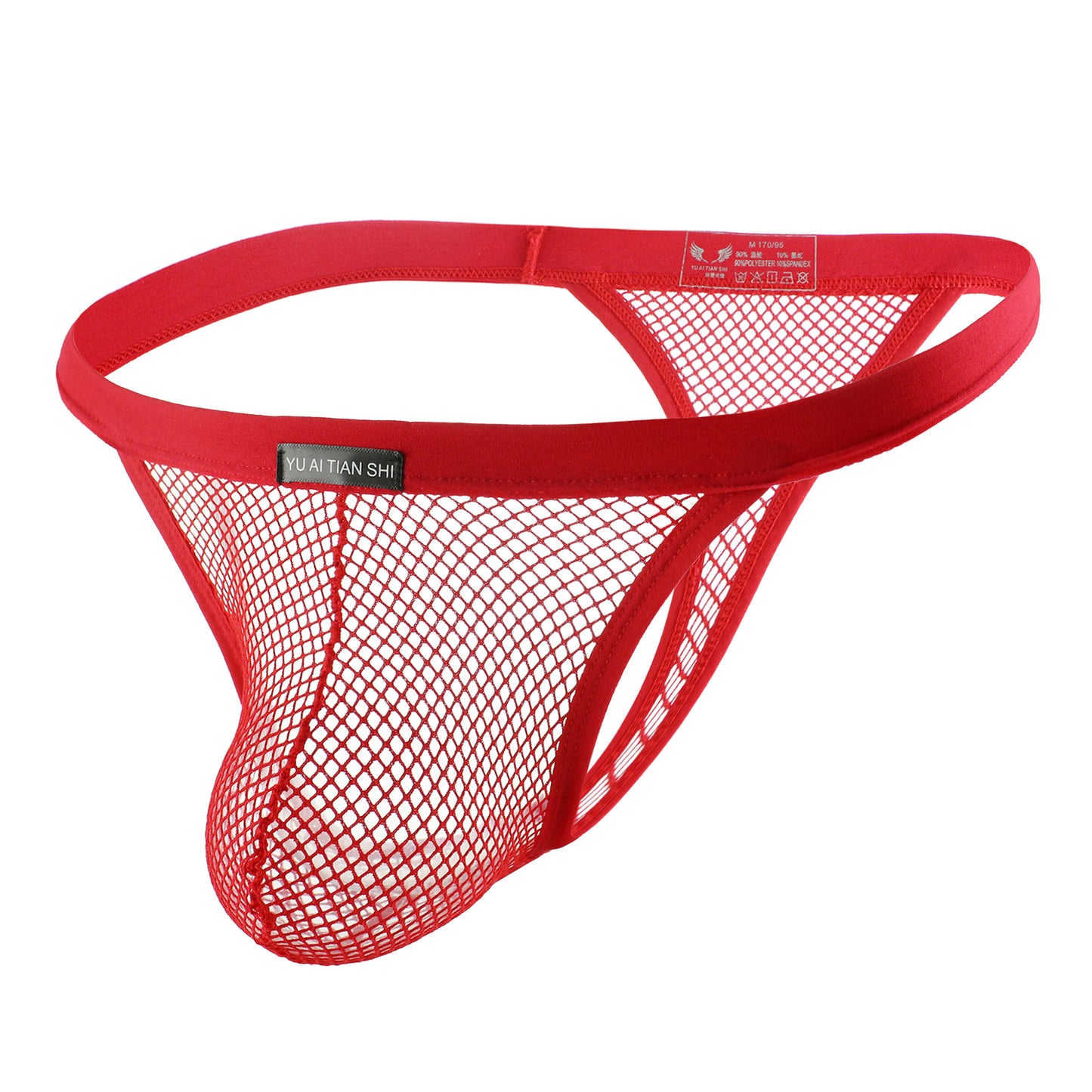 Solid Color Polyester Breathable Mesh Low Rise Thong