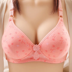 Skin-friendly Cotton Push-up Anti-sagging Printed Comfortable Bra Without Rims