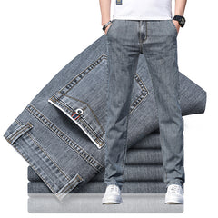 Men's Elastic Loose Soft Ice Silk Slim Straight Casual Jeans