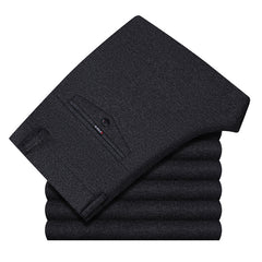 Men's Thickened High Waist Elastic Straight Warm Non-iron Casual Pants