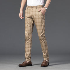 Men's Elastic Slim Fit Business Straight Casual Pants