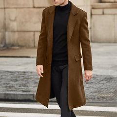 Men's Long Woolen Windbreaker