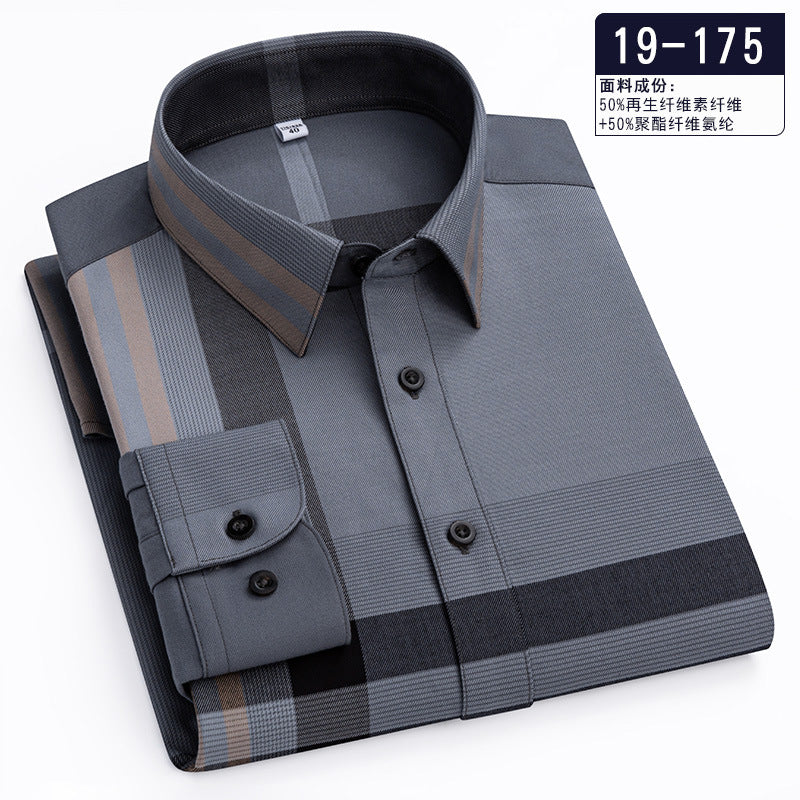 Men's High-end Fashion Casual Plaid Long-sleeved Shirt