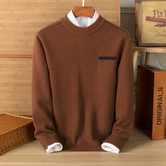 Casual warm loose fit jacquard crew neck sweater