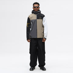 New Style Patchwork Contrast Color Hooded Jacket