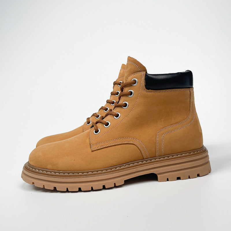 Men's High Top Thick Sole Genuine Leather Casual Martin Boots