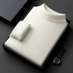2023 Winter New Men's Half Turtleneck Plus Velvet Thickened Warm Casual Bottoming Sweater