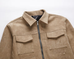 Men's Deerskin Thickened Zippered Large Pocket Jacket