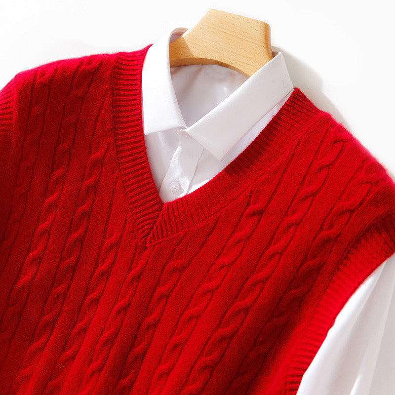 100% wool men's v-neck pullover vest