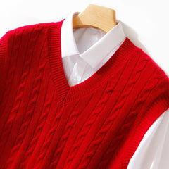 100% wool men's v-neck pullover vest
