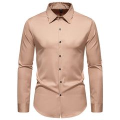 Men's New Plaid Color Matching Fashionable Slim Business Casual Long-sleeved Shirt