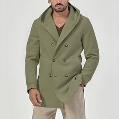 Men's Slim Fit Woolen Windbreaker Hooded Casual Jacket
