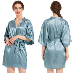 Ladies Satin Skin Friendly Cardigan Nightgown