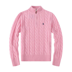 Men's Winter Stand Collar Half High Zipper Knitted Wool Sweater