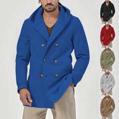 Men's Slim Fit Woolen Windbreaker Hooded Casual Jacket