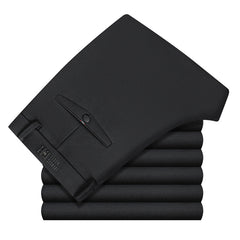 Men's Thickened High Waist Elastic Straight Warm Non-iron Casual Pants
