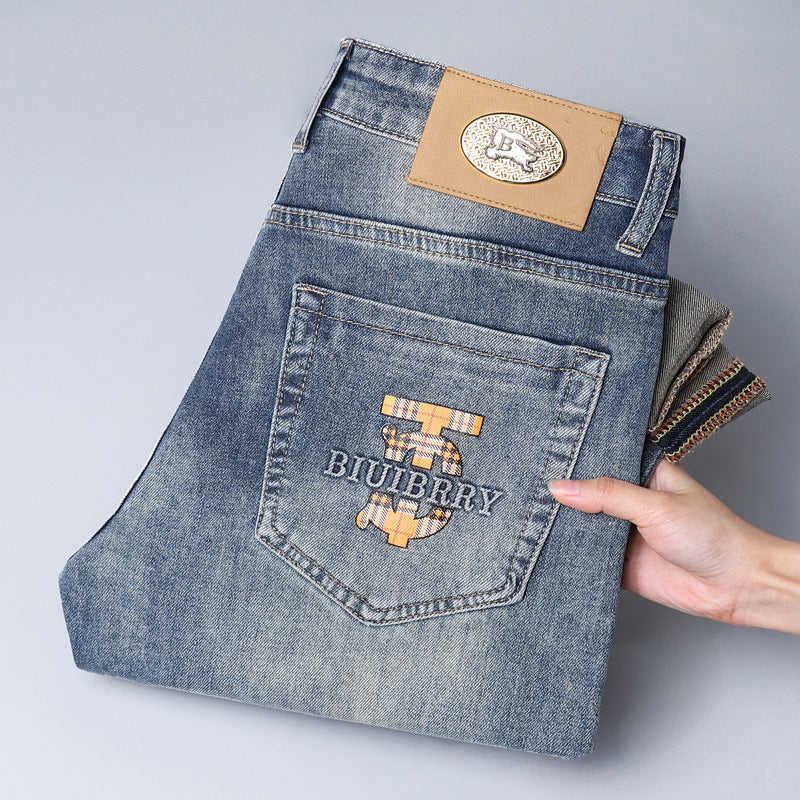 Men's Casual Straight High-end Embroidered Jeans