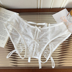 Sexy Open Crotch Lace-up Low-rise Briefs