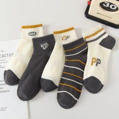5 PCS Men's Sweat-absorbent Low-top Invisible Boat Socks Sports Cotton Socks