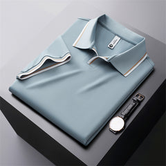 Men's New Color Block Business Casual Polo Shirt