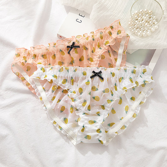 Pineapple Printed Mesh Chiffon Breathable Cute Panties