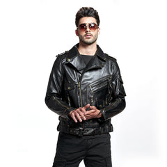 Men's Multi-pocket Zipper Leather Jacket