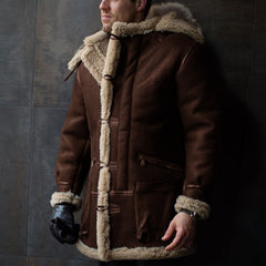 Men's Hooded Fur Collar Thickened Coat