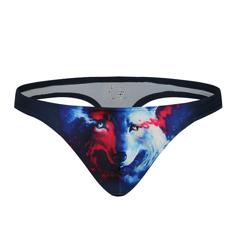 Sexy low waist printed U-pouch thong