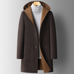 Men's Hooded Reversible Wool Coat
