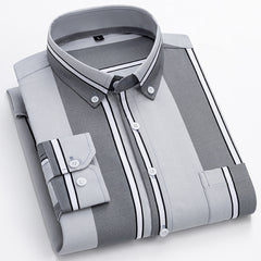 Men's Casual Fashion Striped Print Wrinkle-free and Non-iron Shirt