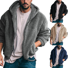 2023 Men's New Double-sided Arctic Velvet Hooded Zipper Jacket