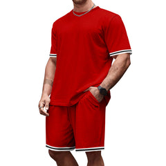 Summer Men's Simple and Versatile Solid Color Casual Sports Suit