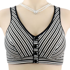 New style front button striped wire-free plus size bra