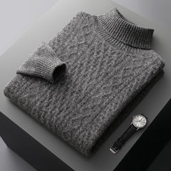 Men's 100% Pure Wool Jacquard Thickened Turtleneck Sweater