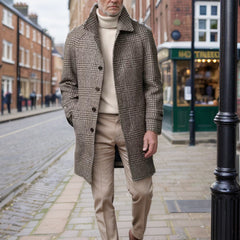 2024 Winter New Men's Wool Plaid Cotton Coat