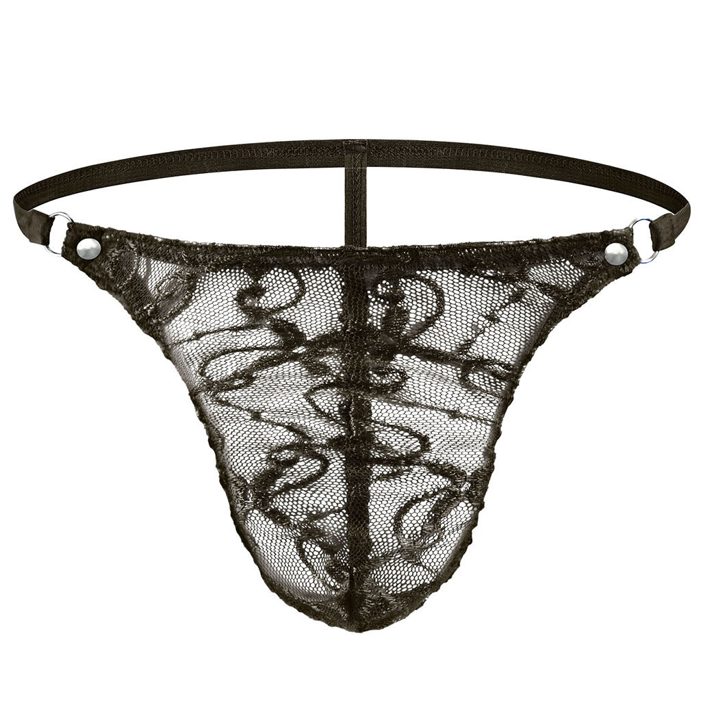 Tzy095T transparent mesh dark pattern low waist sexy thong