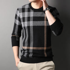 Men's Crew Neck Striped Casual Knitted Sweater