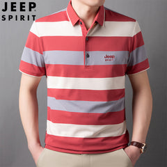 Cotton thin striped polo shirt