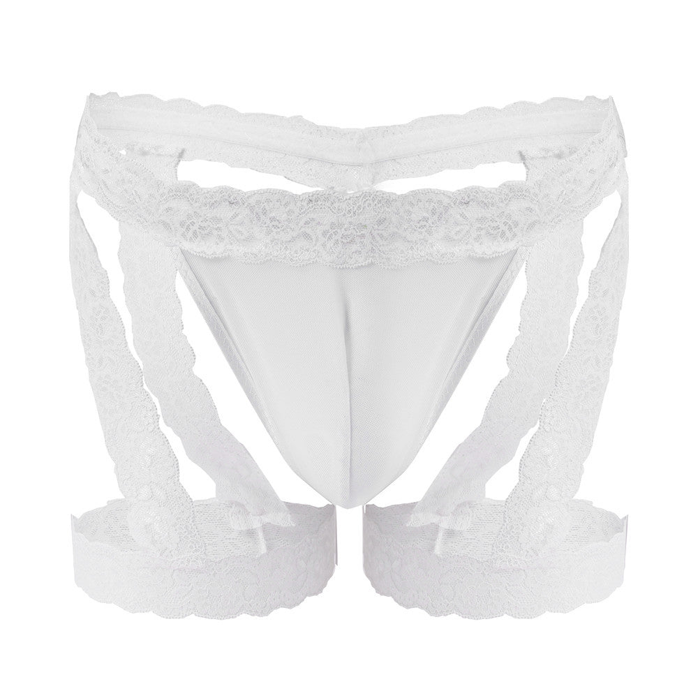 Men's Lace Sexy Suspenders Transparent Thong