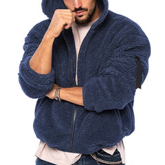 2023 Men's New Double-sided Arctic Velvet Hooded Zipper Jacket