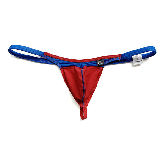Men's Low Rise Stitched Color Sexy Transparent Thong
