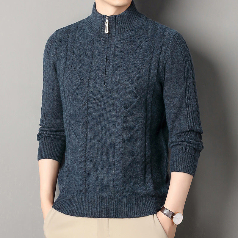 Men's Thickened Zipper Turtleneck Sweater