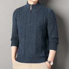 Men's Thickened Zipper Turtleneck Sweater