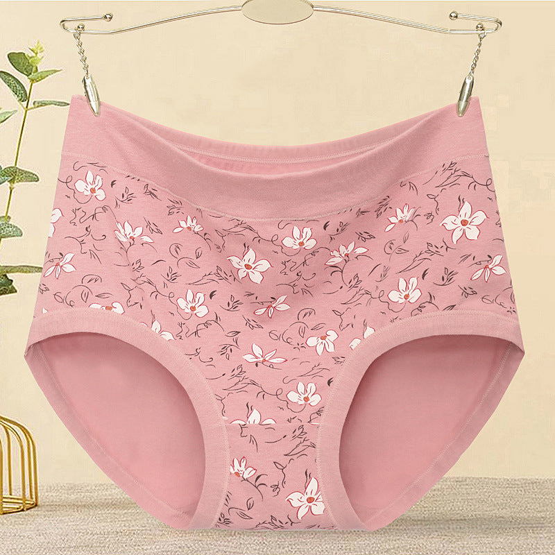 Pure cotton antibacterial breathable tummy-control large size underwear