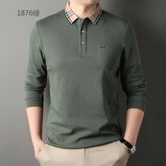 New Men's Business Lapel Senior Casual Loose Long-sleeved Polo Shirt