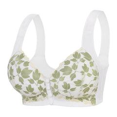 No-rim vest style gold-edged lace front buckle bra