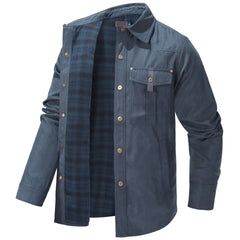 Men's Large Size Lapel Plaid Flannel Casual Jacket