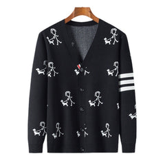 Men's Loose Printed V-neck Casual Cardigan